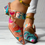 Liana Morveux | Abstract Print Block Heel Pumps For Women