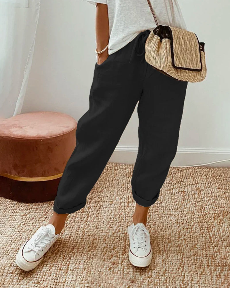 Aurelie Fontvert | Lightweight Linen-Style Drawstring Pants