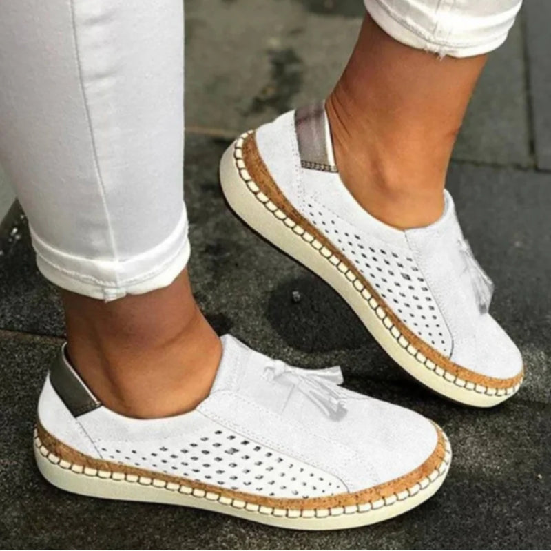 Brielle Fontaine | Olive Green Slip-On Loafer with Tassel Detail