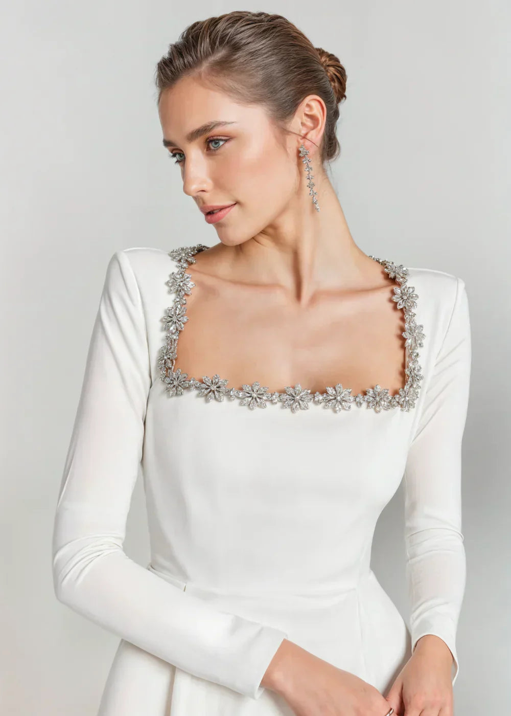 Margaux Delacourt | Velvet Cocktail Dress With Crystal Neckline