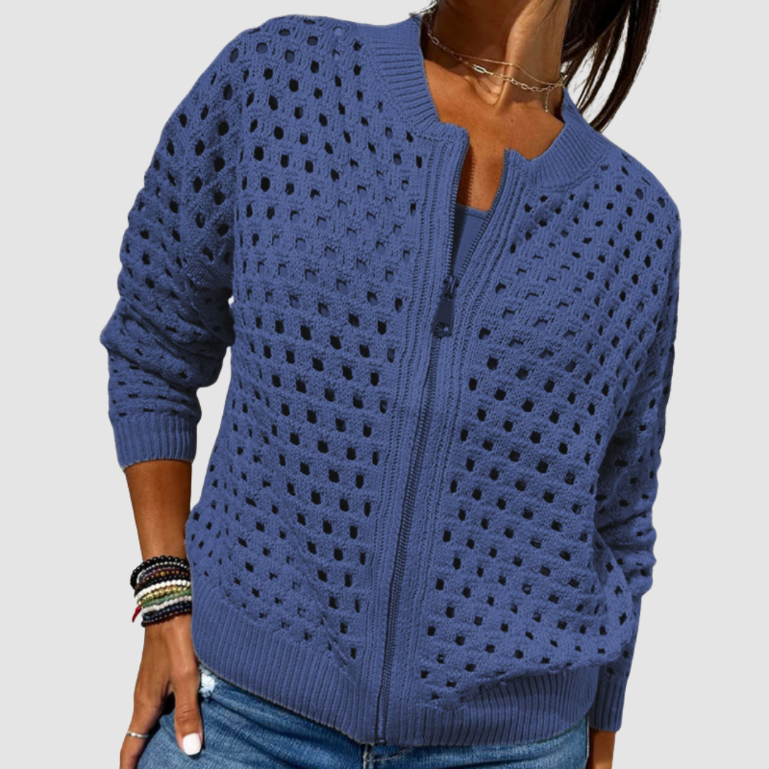 Antonella Rivoli | Hole-Knit Zip-Up Sweater For Women