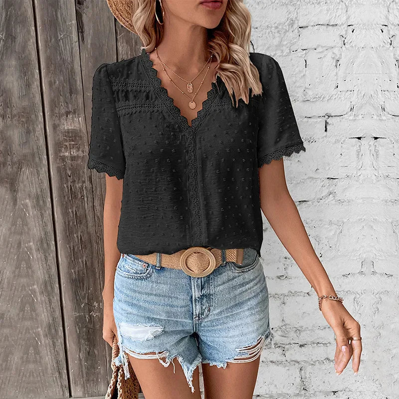 Madeleine Dupont | Elegant Short Sleeve Blouse For Women