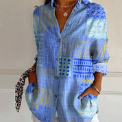Vera Montcliffe | Geometric Color Block Long Sleeve Shirt For Women