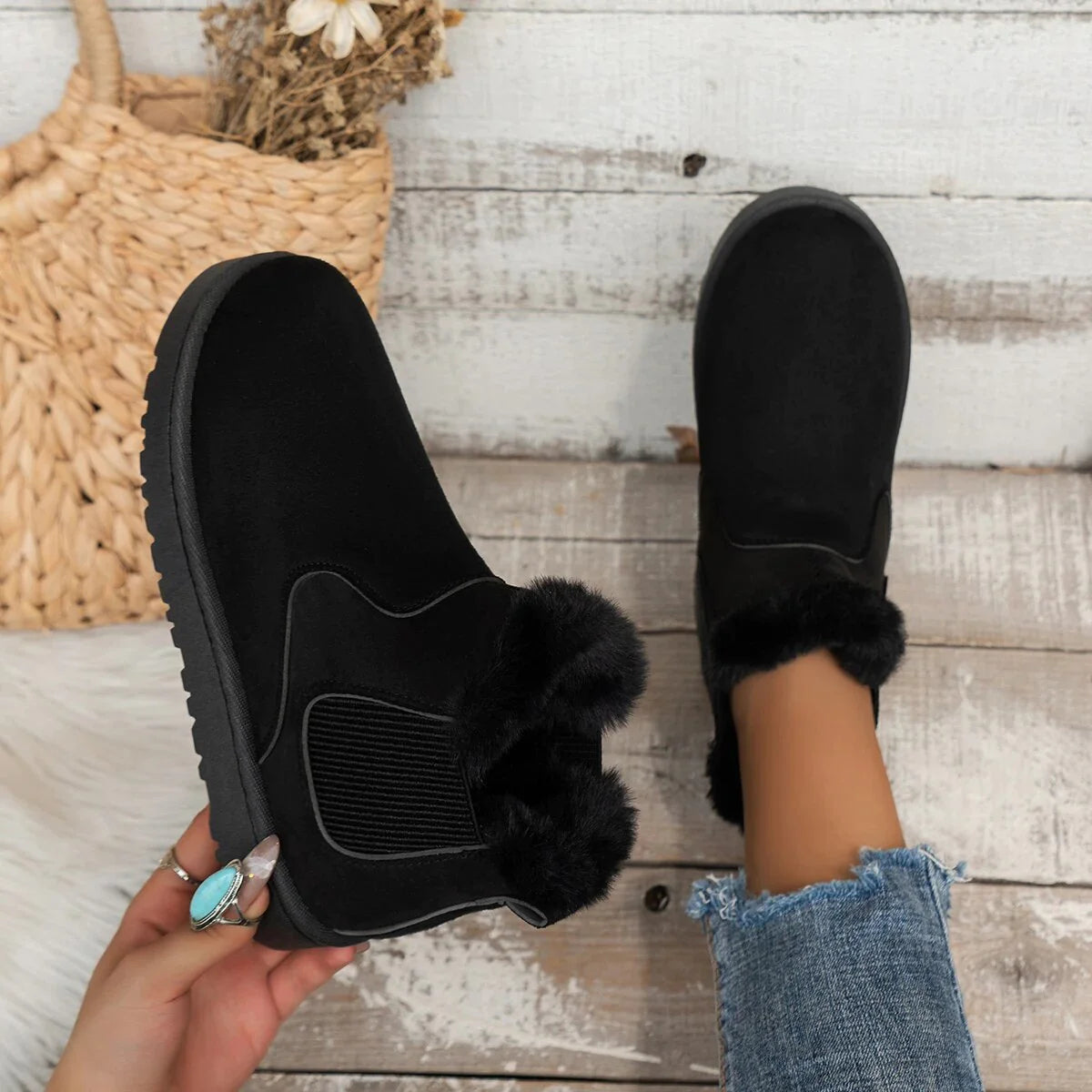 Natalia Ferraro | Faux Fur Ankle Boots For Women