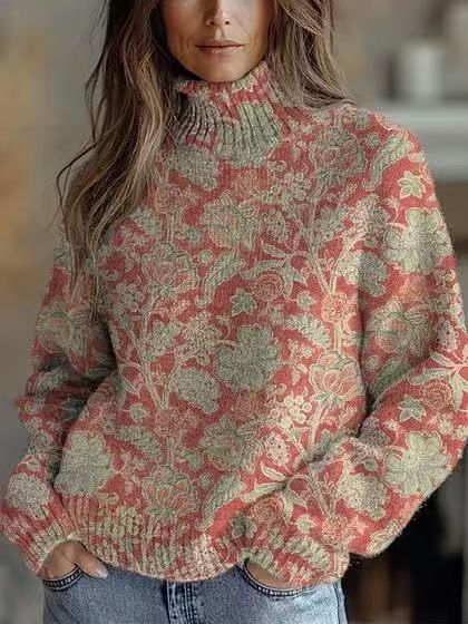 Marianne Castellucci | Floral-Print Turtleneck Sweater For Women