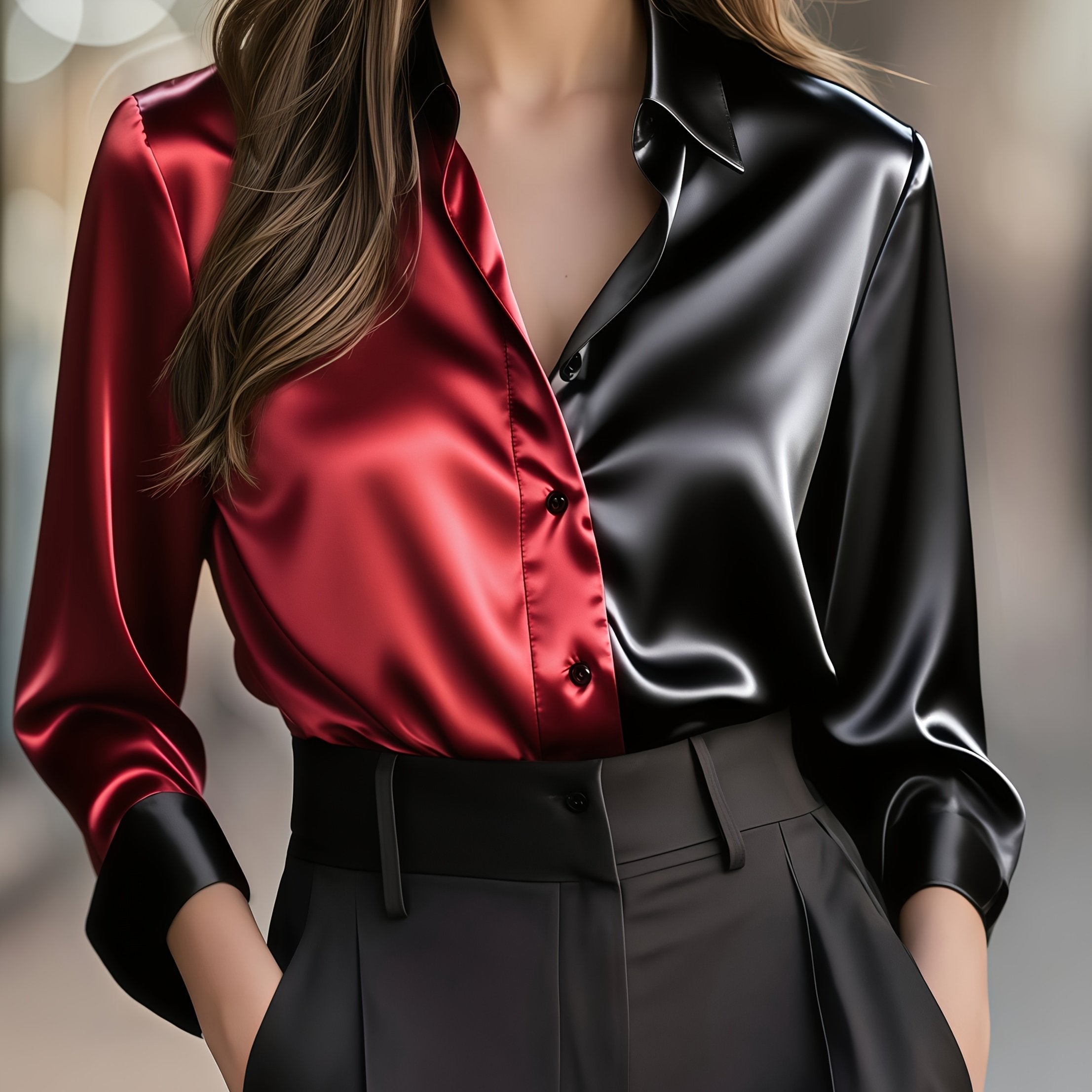 Colette Rousset | Silk Color-Block Blouse For Women