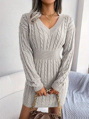 Margot Delahaye | Cable-Knit Peplum Sweater Mini Dress For Women