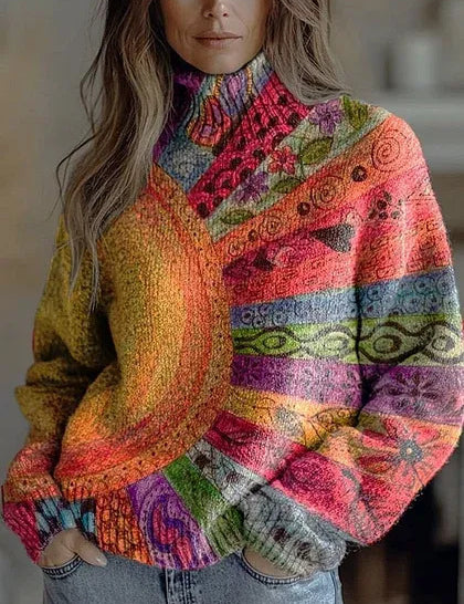 Marianne Castellucci | Floral-Print Turtleneck Sweater For Women