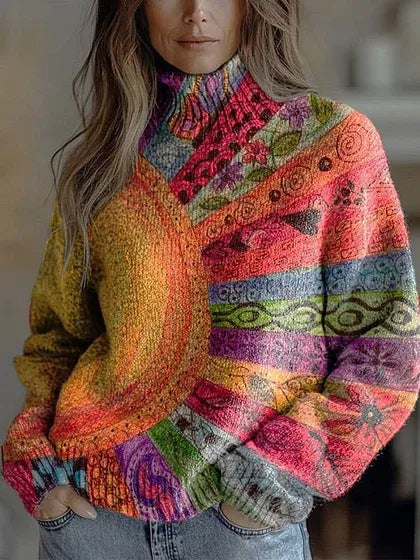 Marianne Castellucci | Floral-Print Turtleneck Sweater For Women