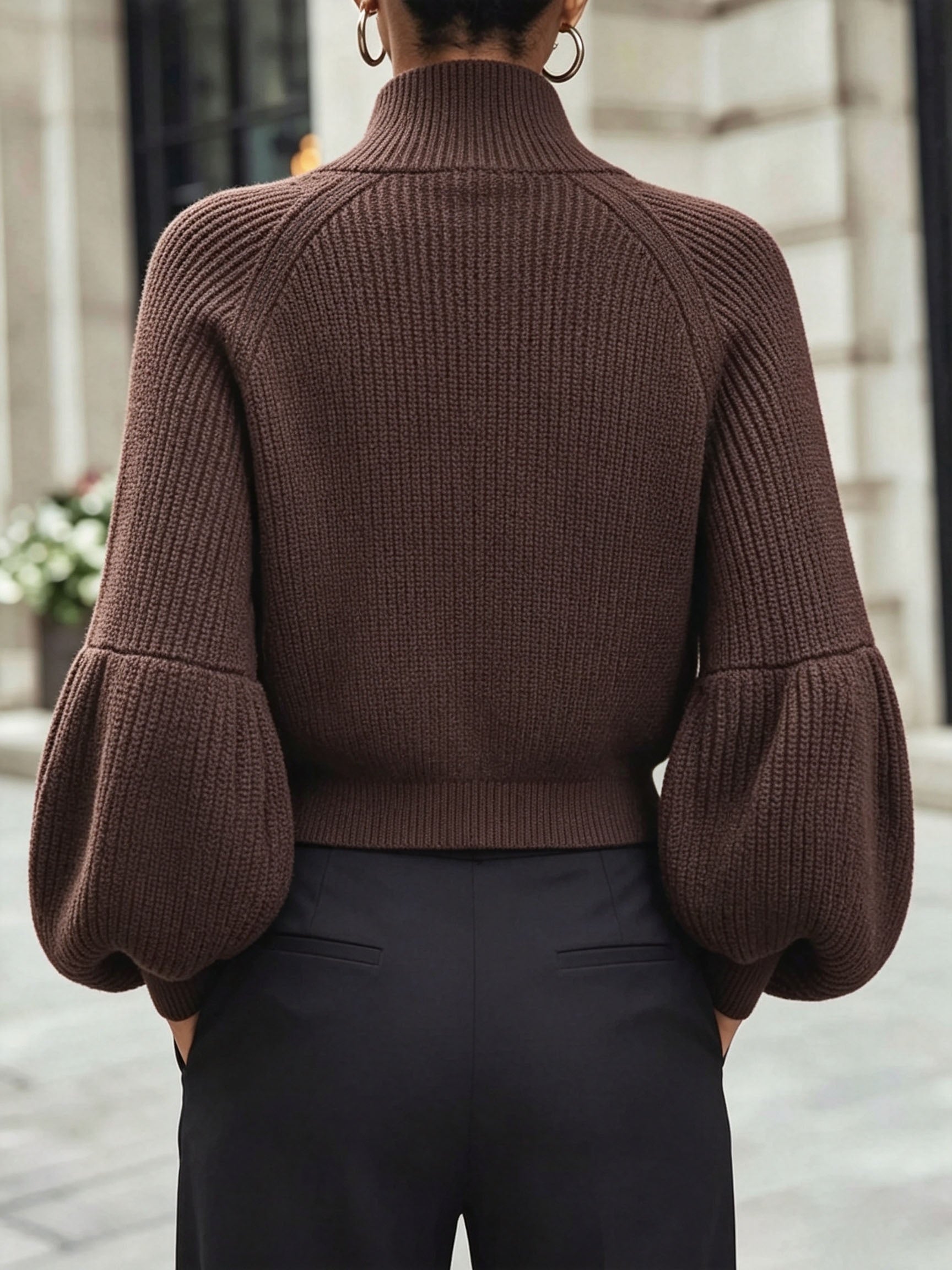 Isadora Pelletier | Puff-Sleeve Zip-Up Sweater For Women