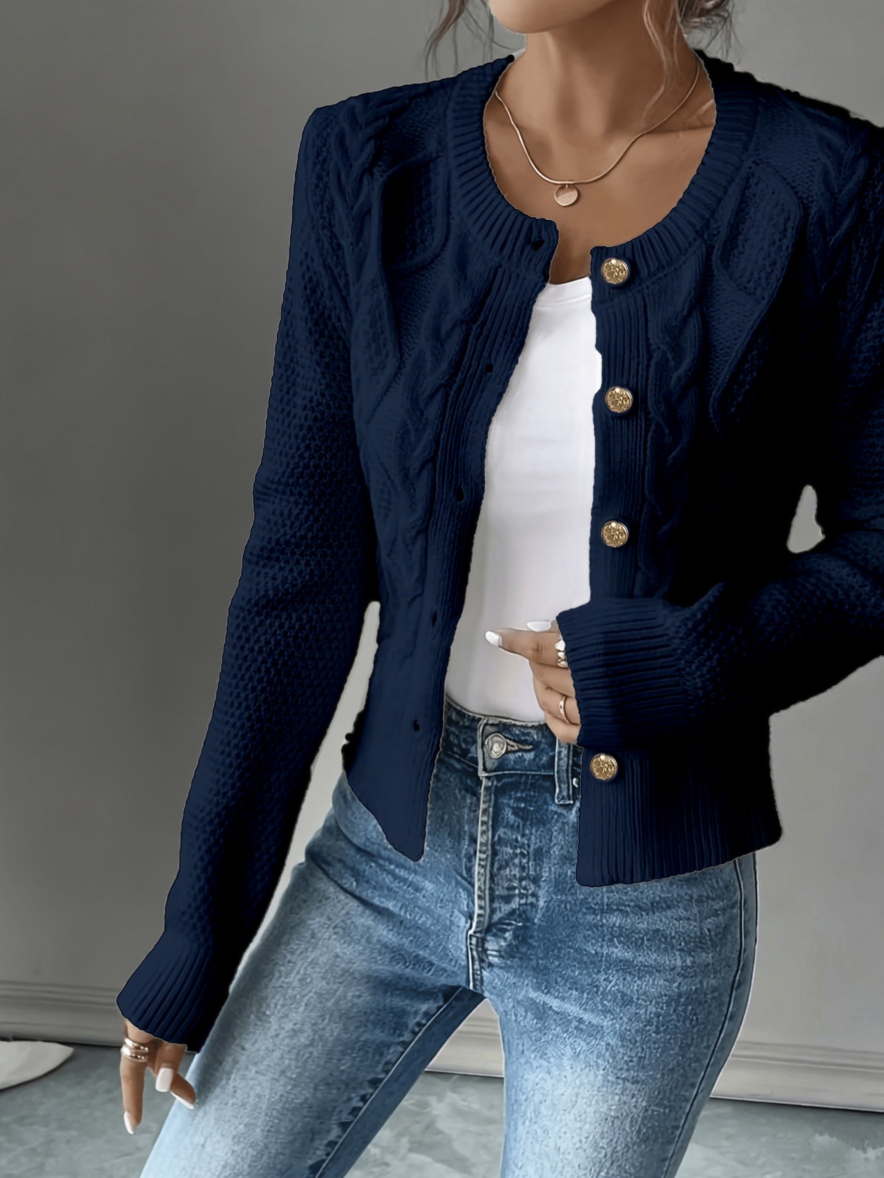 Vittoria Rossignol | Cable-Knit Button-Front Cardigan For Women