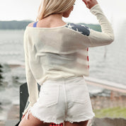 Cassidy Wrenmore | American Flag Knit Sweater For Women