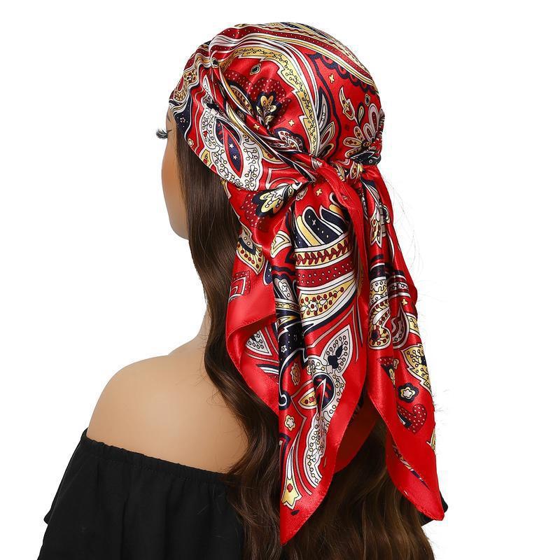 Satin Paisley Headband Scarf - Red Paisley