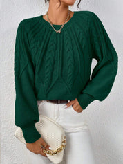 Rosalie Thornbury | Cable-Knit Crew Neck Sweater For Women