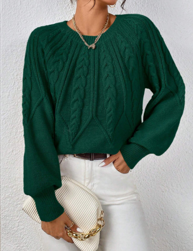 Rosalie Thornbury | Cable-Knit Crew Neck Sweater For Women