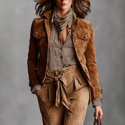 Lucienne Bardot | Suede Work Jacket With Button Details For Women