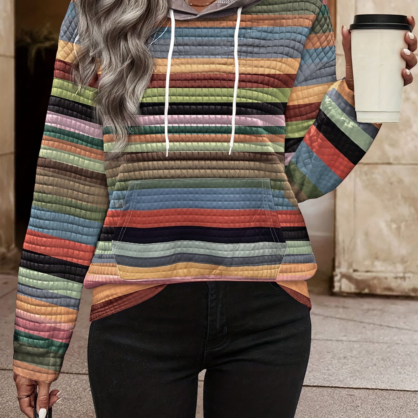 Juliette Rosendale | Striped Quilted Hoodie For Women