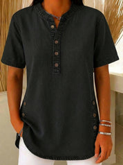 Claire Whitfield | Denim V-Neck Short-Sleeve Top For Women