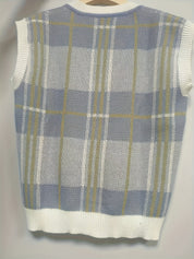 Margaux Delaroche | Vintage Plaid V-Neck Sweater For Women
