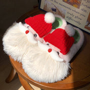 Snowball Hug | White Santa Beard Christmas Slippers For Women