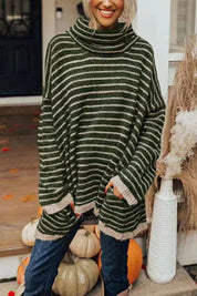 Margaux Holloway | Striped Turtleneck Tunic Sweater For Women