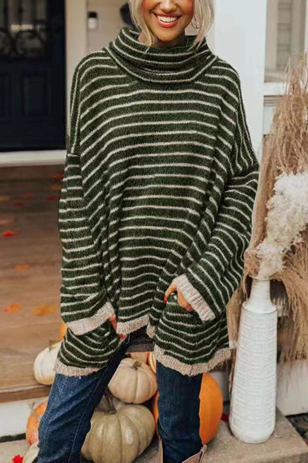 Margaux Holloway | Striped Turtleneck Tunic Sweater For Women