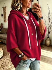 Bridget Calloway | Oversized Fleece Hoodie With 3/4 Sleeves For Women