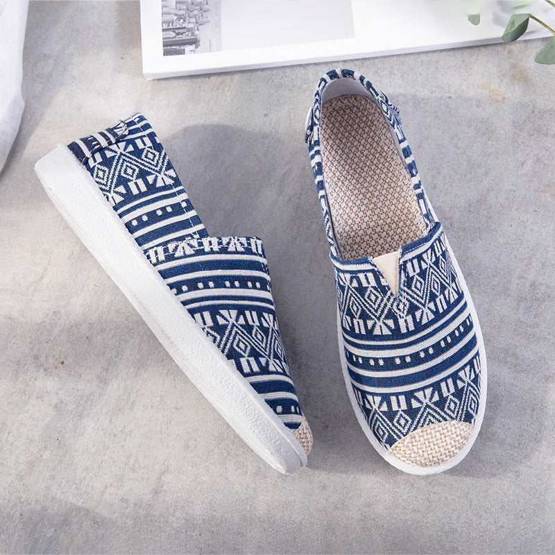 Genevieve Laurent | Aztec Print Canvas Espadrille Flats For Women