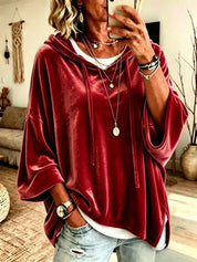 Camille Reynaud | Velvet Hoodie With Drawstring Hood For Women