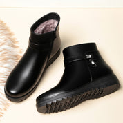 Celeste Rioux | Faux Leather Ankle Boots With Rhinestone Buckle For Women