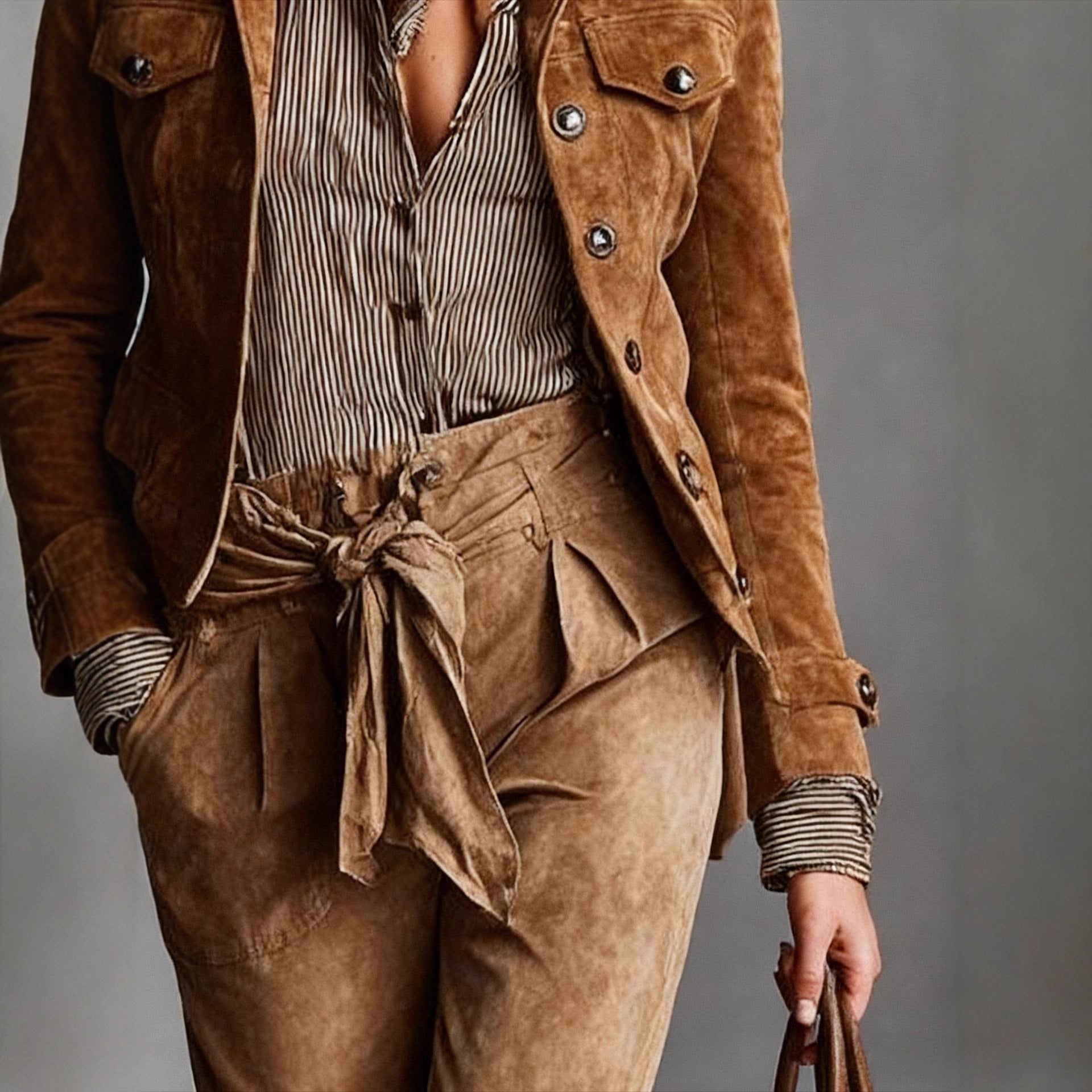 Lucienne Bardot | Suede Work Jacket With Button Details For Women