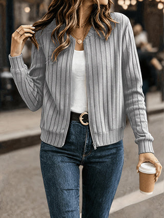 Louisa Bennington | Ribbed Zip-Up Cardigan For Women