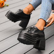 Rosalind Dunmore | Chunky Platform Lace-Up Oxford Heels For Women