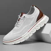 Wyatt Lakeside | Light Gray Knit Wingtip Sneakers For Men
