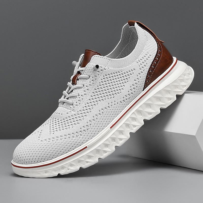 Wyatt Lakeside | Light Gray Knit Wingtip Sneakers For Men