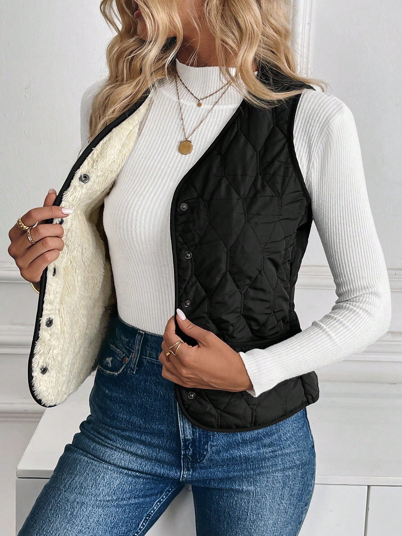 Solene Marchal | Quilted Sherpa-Lined Vest For Women
