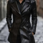 Serena Blackwell | Tailored Mid-Length Faux Leather Coat For Women