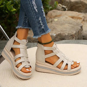 Luciana Stormvale | Black Gladiator Platform Sandals with Rhinestone Detail
