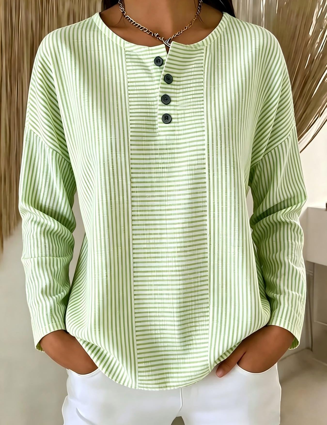 Genevieve Lacroix | Striped Long-Sleeve Blouse For Women
