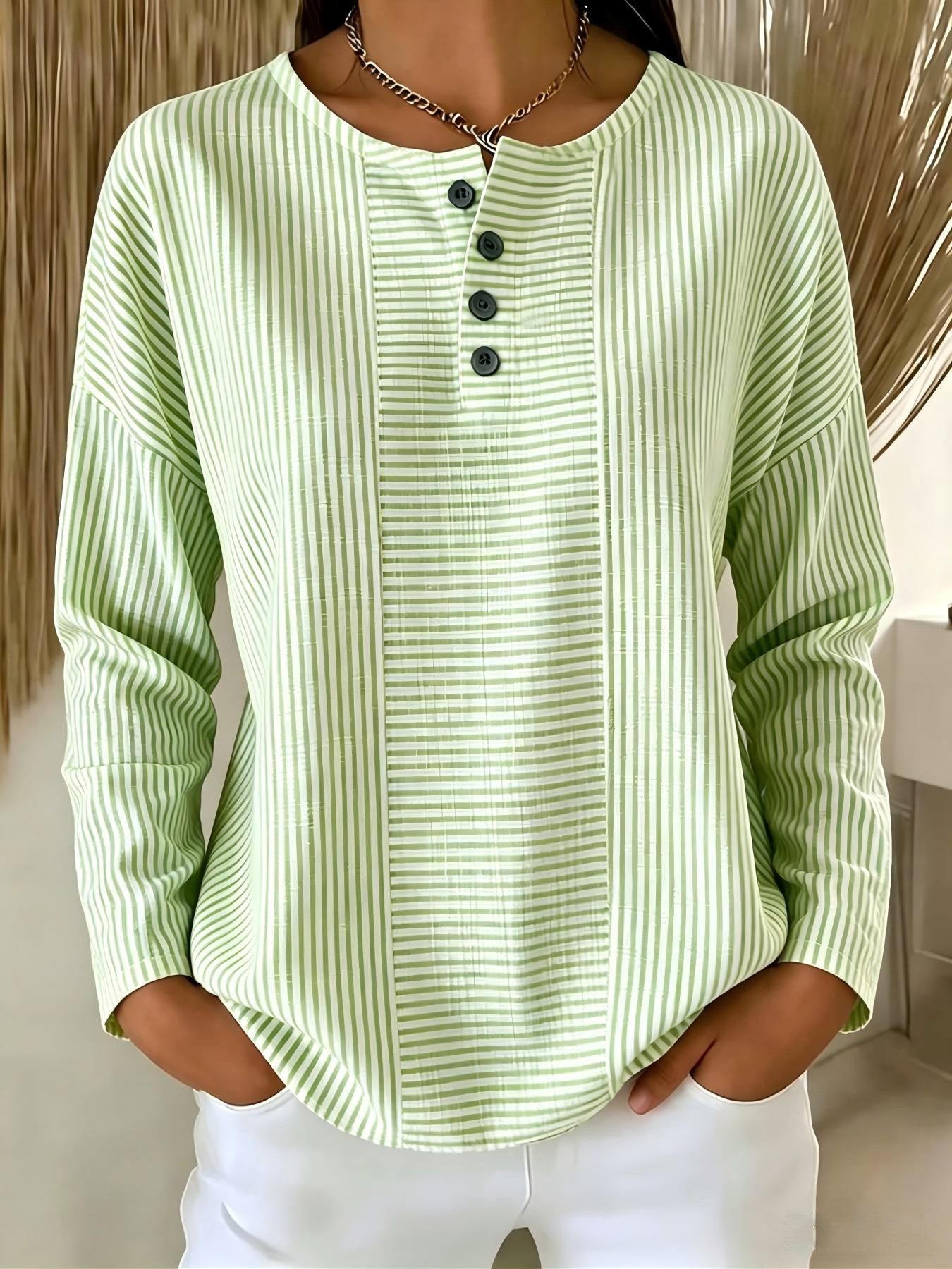 Genevieve Lacroix | Striped Long-Sleeve Blouse For Women