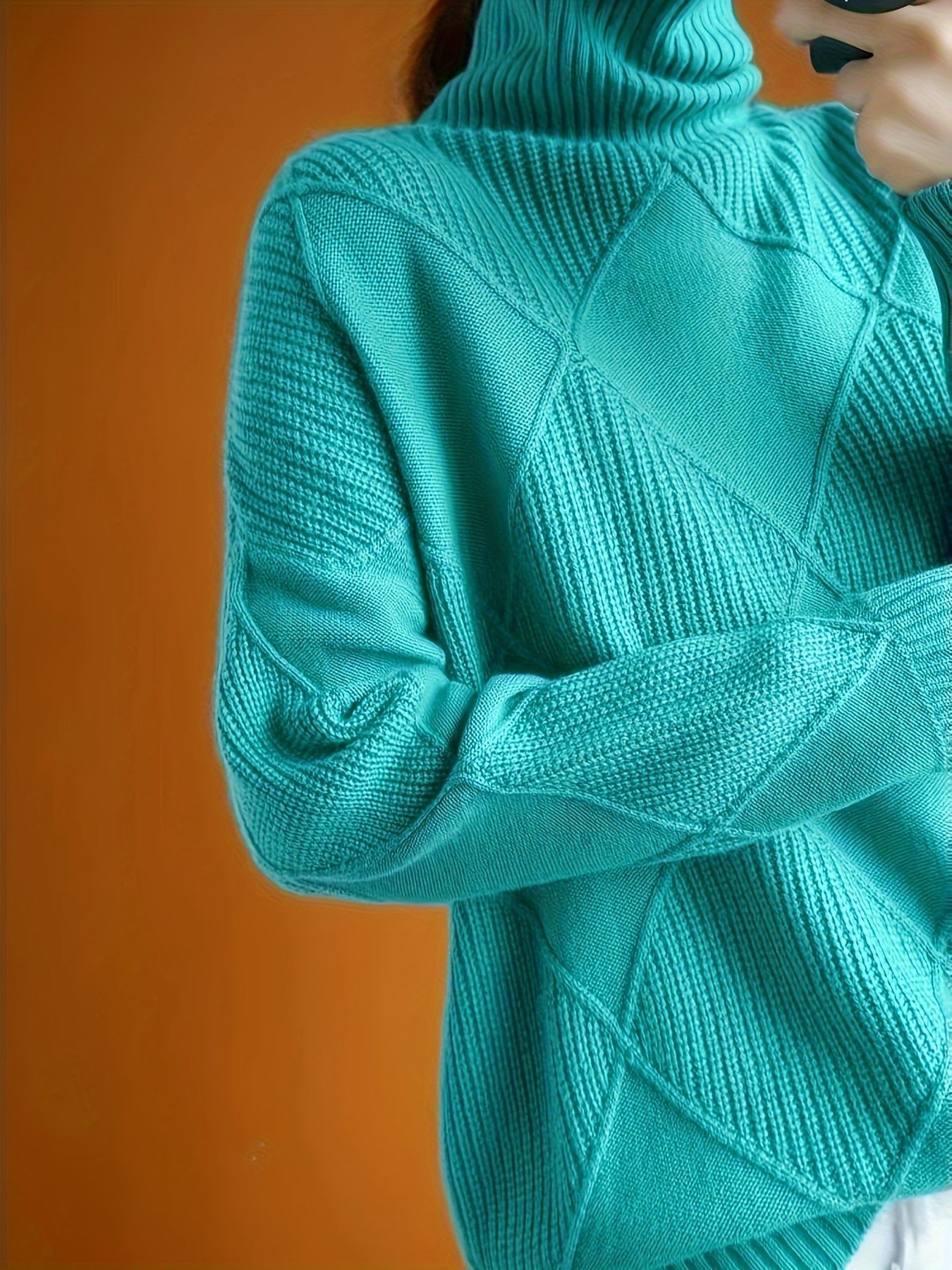 Josephine Alderidge | Diamond-Knit Turtleneck Sweater For Women