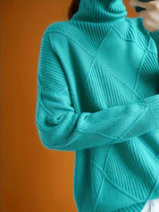 Josephine Alderidge | Diamond-Knit Turtleneck Sweater For Women