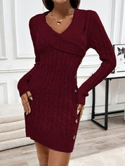 Helena Fontblanc | Cable-Knit V-Neck Mini Dress
