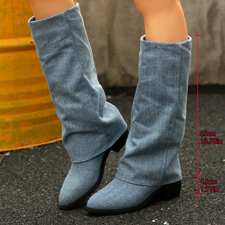 Bianca Ferrante | Knee-High Denim Cowboy Boot For Women