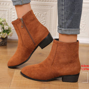 Gabrielle Sinclair | Suede Chunky Heel Ankle Boots For Women