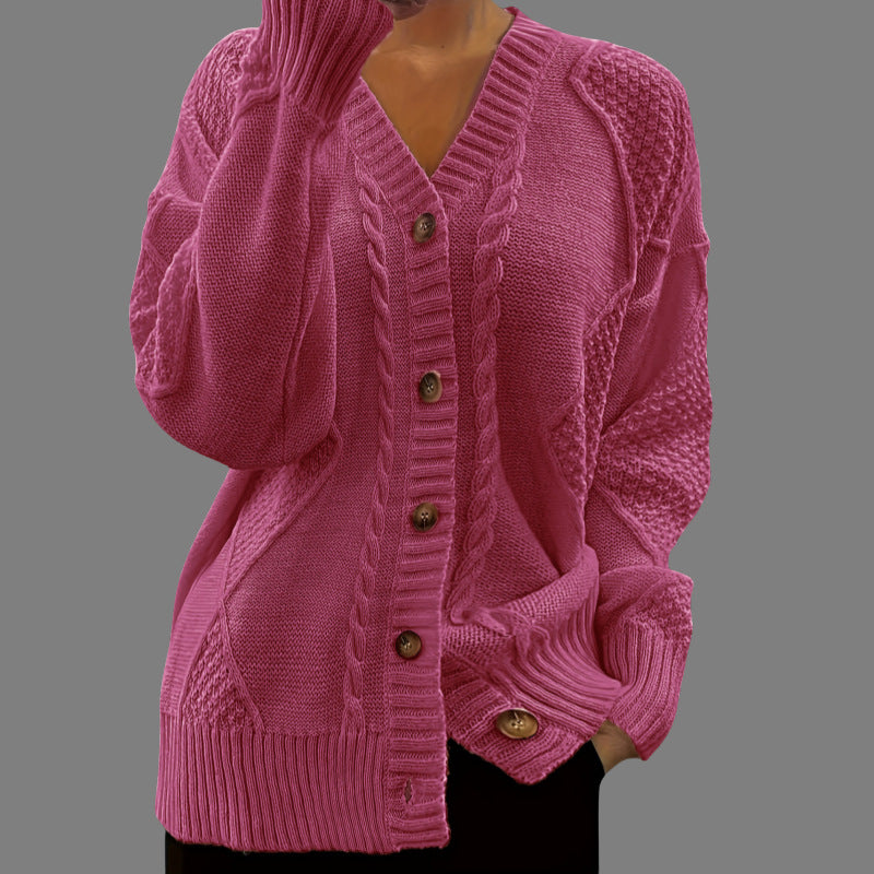 Clara Bennington | Cable-Knit Button-Front Cardigan For Women