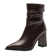 Coralie Duchamp | Pointed Toe Ankle Boots With Chunky Heel For Women