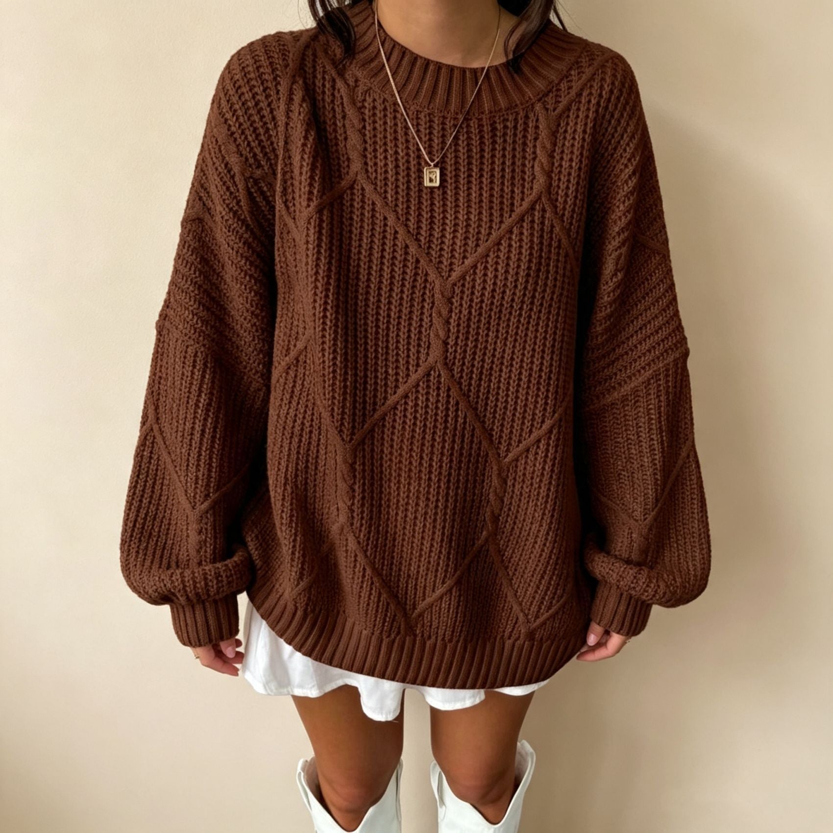 Margot Delvaux | Chunky Cable-Knit Oversized Sweater For Women