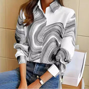 Noelle Stratford | Abstract Print Long Sleeve Blouse For Women