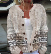 Anouk Beaulieu | Color-Block Fair Isle Knit Cardigan For Women